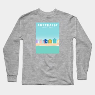 Brighton Beach, Australia Travel Poster Long Sleeve T-Shirt